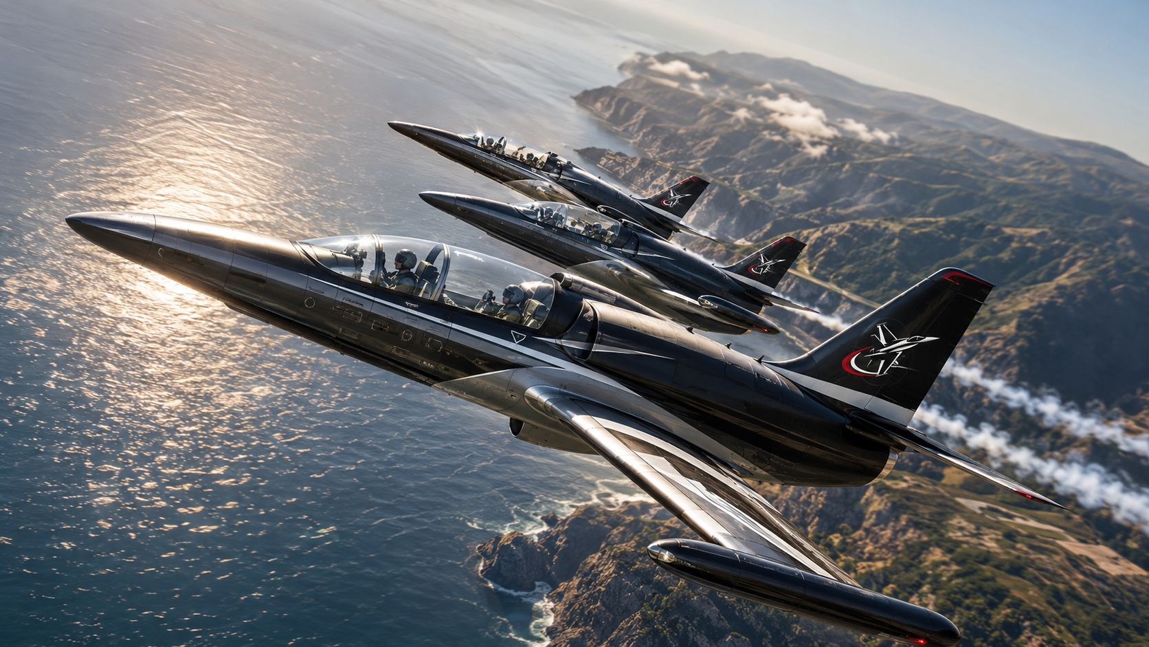 Bank Angle Sports aircraft in formation